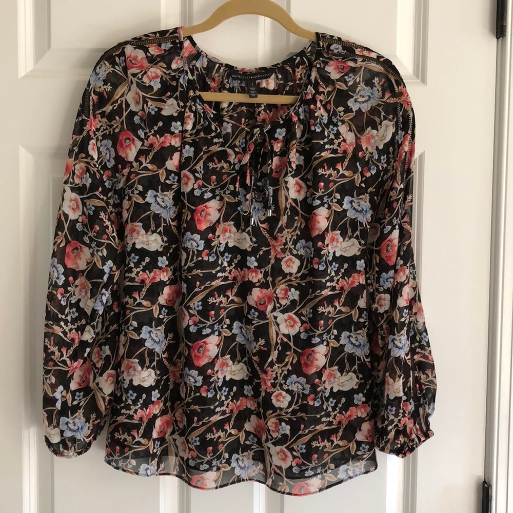 White House Black Market Blouse with tie at neck
